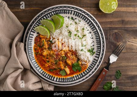 Köstliches brasilianisches Gericht mit Blick von oben Stockfoto