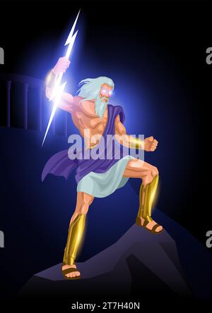 Griechische gott und Göttin Vektor-Illustration-Serie, Zeus, der Vater der Götter und Männer Stock Vektor