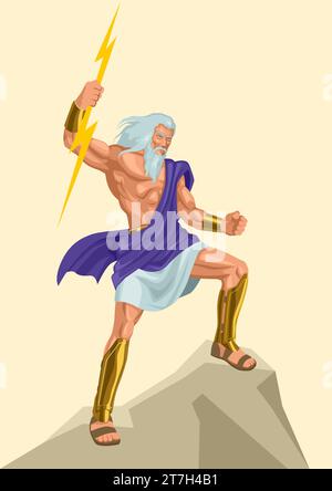 Griechische gott und Göttin Vektor-Illustration-Serie, Zeus, der Vater der Götter und Männer Stock Vektor