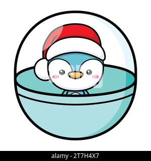 Süßer Und Kawaii Weihnachtspinguin Im Gachapon Gacha Ball Stock Vektor