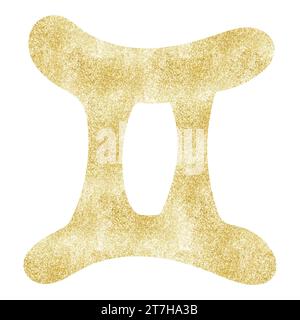 Goldene gemini-Sternzeichen-Illustration. Einfaches Sternzeichen-Symbol für zwillinge. Luxuriöses, esoterisches Tierkreiszeichen-Konzept. Astrologischer Kalender. Horoskop-Astrologie Stockfoto