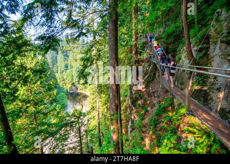 Capilano Bridge Park an einem sonnigen Sommertag, North Vancouver, Kanada. Stockfoto