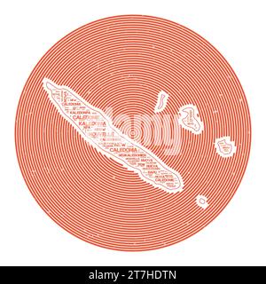Vektorbild von New Caledonia. Country Round-Logo-Design. Poster von New Caledonia in kreisförmigen Bögen und Wortwolken. Elegante Vektorillustration. Stock Vektor