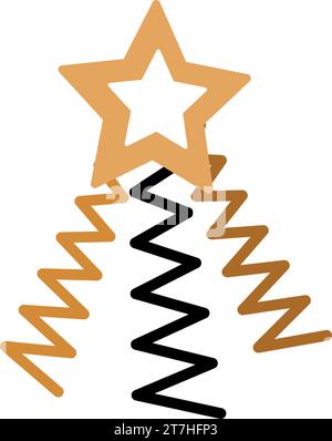 Luxuriöses Symbol des Weihnachtsbaumspielzeugs mit Serpentine dekoriert. Symbol im Boho-Stil. Festliches Neujahrsvektorsymbol isoliert auf weißem Hintergrund fo Stock Vektor