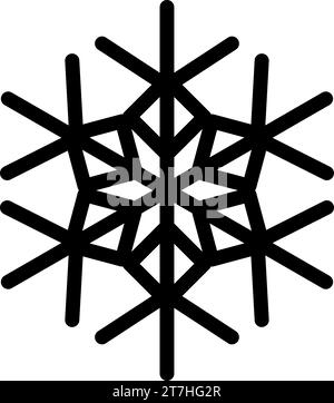 Winterschnee, Weihnachtswunder-Symbol. Kritzelnde Silhouette des Schneeflocken-Piktogramms, Element der Dekoration des Winterfestes. Einfache schwarze Form, freihändig Stock Vektor