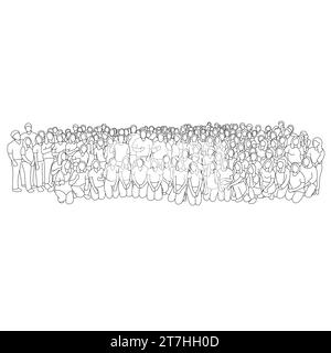 Gruppe von Personen, die zusammen stehen Illustrationsvektor Hand gezeichnet isoliert auf weißem Hintergrund Stock Vektor