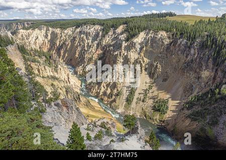 Grand Canyon des Yellowstone in der Nähe der unteren Yellowstone Falls im Yellowstone National Park Stockfoto