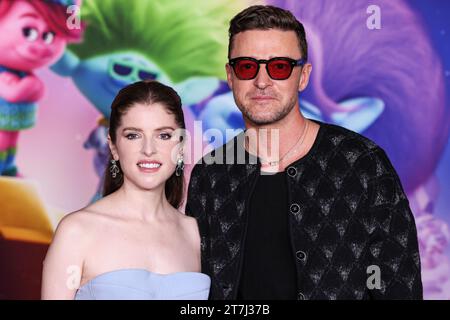 Hollywood, Usa. November 2023. HOLLYWOOD, LOS ANGELES, KALIFORNIEN, USA - 15. NOVEMBER: Anna Kendrick und Justin Timberlake kommen am 15. NOVEMBER 2023 in Hollywood, Los Angeles, Kalifornien, zur Los Angeles Special Screening von DreamWorks Animation and Universal Pictures' Trolls Band Together im TCL Chinese Theatre IMAX. (Foto: Xavier Collin/Image Press Agency) Credit: Image Press Agency/Alamy Live News Stockfoto