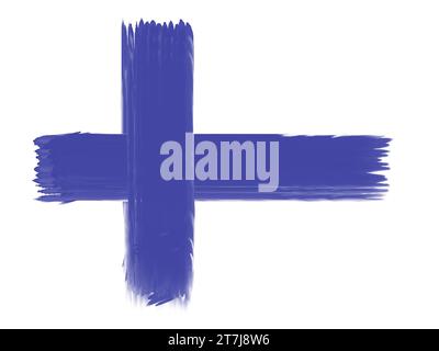Finnlandflagge mit Acrylfarbe Stockfoto