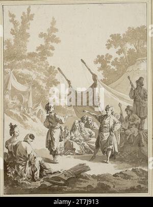 Jean-Baptiste Le Prince Russischer Tanz zu Balalaika und Galichon Begleitung. Feder, Bister, laved, über Bleigriff 1769, 1769 Stockfoto