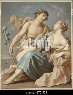 Heinrich Gotthelf Schaufuß Kopie nach Giovanni Antonio Pellegrini: Bacchus und Ariadne am Meer. Aquarell, über Spuren von Bleistiften 2. 18., 1. 19. Jahrhundert Stockfoto