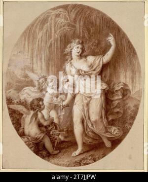 Anonym Melpomena, die Muse der Tragödie. Rote Kreide; weiß gewachsen; limitiert als Oval Stockfoto