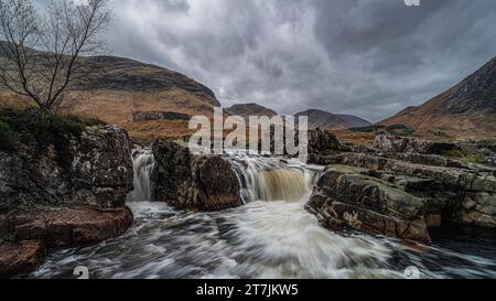 Glen Etive Falls und Triple Falls, Glen Etive, Schottland Stockfoto