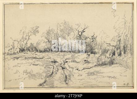 Narcisse Virgilio Diaz de la Peña Wald Beleuchtung mit Weg. Bleistift; umgeben von demselben Stift Stockfoto