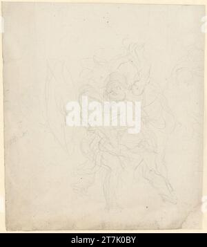 Eugène Delacroix Jakob ringt mit dem Engel (Einzelstudie für die Wandmalereien in der Chapelle des Saints-Sang in Saint-Sulpice, Paris). Bleistift; rechte untere Ecke ergänzt 1850 , 1850 Stockfoto