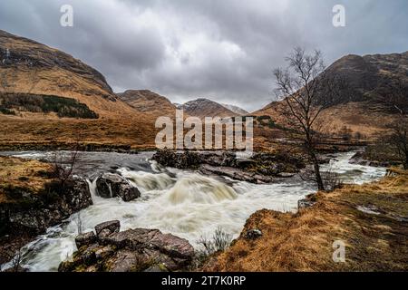 Glen Etive Falls und Triple Falls, Glen Etive, Schottland Stockfoto