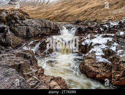 Glen Etive Falls und Triple Falls, Glen Etive, Schottland Stockfoto