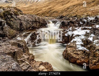 Glen Etive Falls und Triple Falls, Glen Etive, Schottland Stockfoto