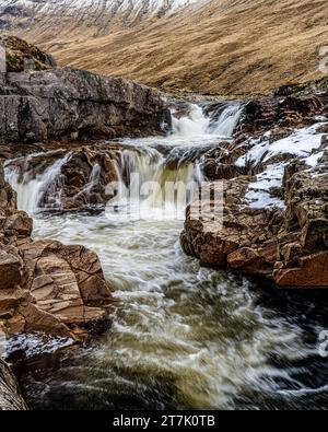 Glen Etive Falls und Triple Falls, Glen Etive, Schottland Stockfoto