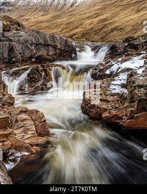 Glen Etive Falls und Triple Falls, Glen Etive, Schottland Stockfoto