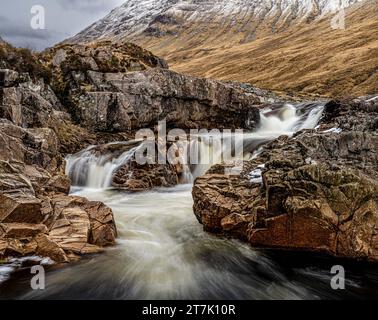 Glen Etive Falls und Triple Falls, Glen Etive, Schottland Stockfoto