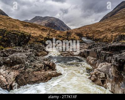 Glen Etive Falls und Triple Falls, Glen Etive, Schottland Stockfoto