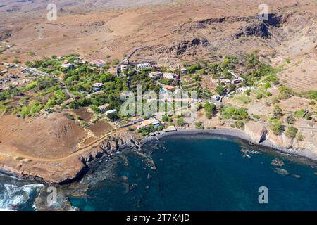 Luftaufnahme Cidade Velha Stadt in Santiago - Kap Verde - Cabo Verde Stockfoto