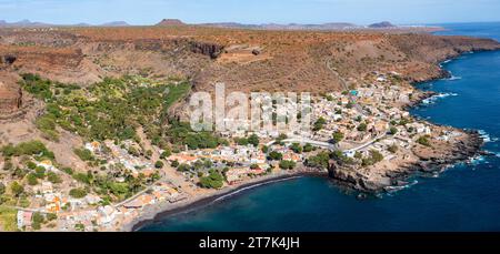 Luftaufnahme Cidade Velha Stadt in Santiago - Kap Verde - Cabo Verde Stockfoto