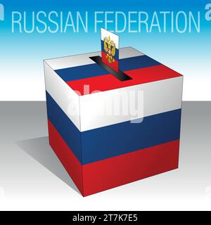 Russische Föderation, Wahlurne, politische Wahlen, Flagge und Symbole, Vektorillustration, Russland Stock Vektor