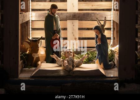 Weihnachten Krippe mit Maria und Joseph Jesus Stockfoto