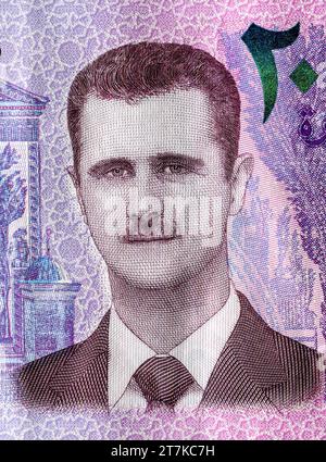 Baschar al-Assad, Porträt aus Syrien 2000 Pfund Banknotennahmehilfe Stockfoto