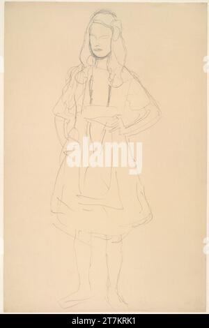 Gustav Klimt Studie für das Portrait Mäda Primavesi. Bleistift auf Papier 1912-1913, 1912/1913 Stockfoto
