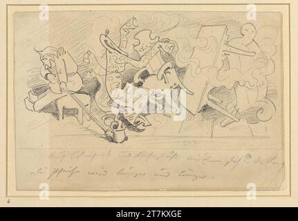 Wilhelm Busch Krischan mit dem Piepton. Bleistift, blind ausgeführt, auf Komposition 1864 , 1864 Stockfoto