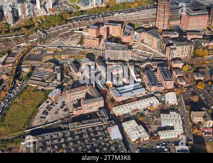 Holbeck und Temple Mills im Stadtzentrum von Leeds, West Yorkshire, Nordengland, Großbritannien, aus der Luft geschossen Stockfoto