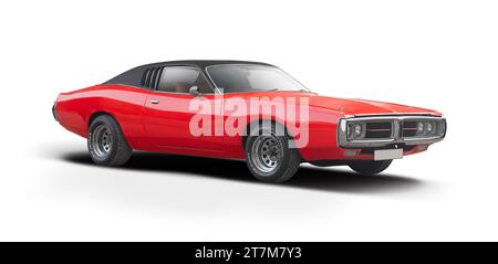 Dodge Charger Oldtimer isoliert auf weißem Hintergrund Stockfoto