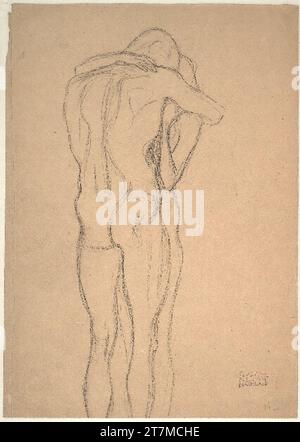 Gustav Klimt Studie für "dieser Kuss der ganzen Welt" in den Beethovenfries. Schwarze Kreide auf Papier 1901, 1901 Stockfoto