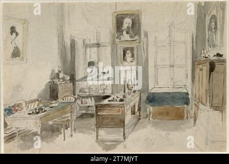Peter Fendi Innenraum der Wohnung Alserstraße 19. Bleistift, Aquarell 1831, 1831 Stockfoto
