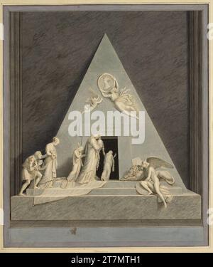 Johann Maria Monsorno Grab der Erzherzogin Marie Christine von Antonio Canova. Ätzen, mit einem Pinsel in Grau und Schwarz und mit Feder in Schwarz; violetter Rahmen Stockfoto