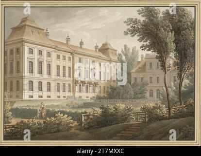 Gottlob Friedrich Thormeyer sah das japanische Schloss von der Elbseite aus. Stift und Pinsel in Braun, laviert, Aquarell, über Spuren von Bleistiften; Schwarze Randlinie 1806-08 , 1806-08 Stockfoto