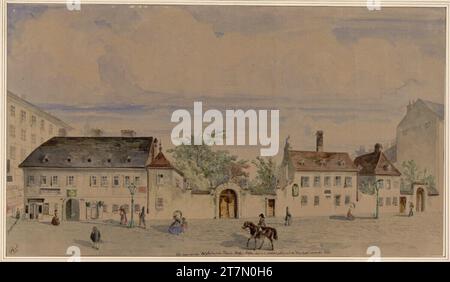 Anton Stutzinger der sogenannte Holzhof an der Mariahilferstraße Nr. 306. Aquarell 1858 , 1858 Stockfoto