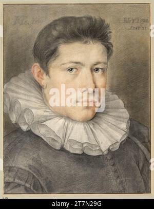 Hendrick Goltzius Porträt Jacob Mathams. Schwarze und farbige Kreide, Pinsel in Braun und Schwarz, weiße Deckfarbe 1592 , 1592 Stockfoto