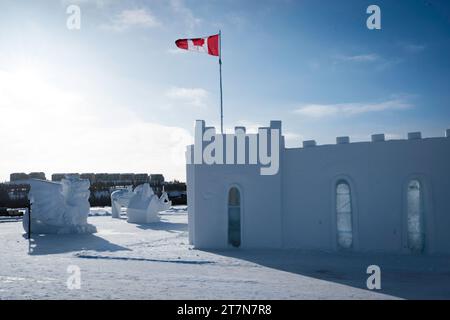 Snow King Festival in Yellowknife, Nordwest Territories, Kanada an einem kalten Wintertag Stockfoto