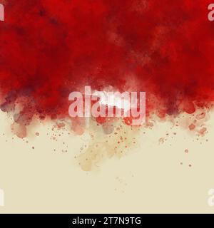 Abstrakter dunkelroter Aquarellhintergrund. Rote Aquarellstruktur. Abstrakter Aquarell handgemalter Hintergrund. Stockfoto