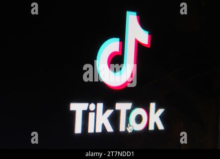 Ein Foto des TikTok-Logos auf einem Computerbildschirm. Stockfoto