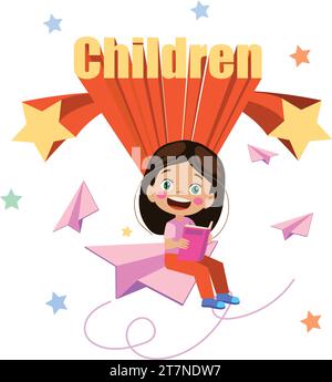 Kinder Stil bunte Schriftart Design lustige kindliche Buchstaben und Zahlen Vektor Illustration Stock Vektor