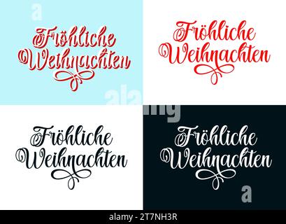 Frohe Weihnachten. Frohe Weihnachtskalligraphie auf Deutsch. Moderne Schriftzüge als Banner oder Header Stock Vektor