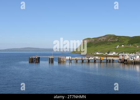 Idrigil Pier, Uig Bay, Isle of Skye, Innere Hebriden an der Westküste Schottlands. Stockfoto