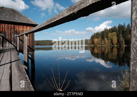 Rosenhofer Teiche bei Sandl im Spätherbst, Sandl, Mühlviertel, Oberösterreich, Österreich Stockfoto