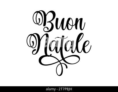 Buon Natale auf Italienisch. Englische Übersetzung heiraten Weihnachten. Weihnachten in verschiedenen Sprachen. Moderne Kalligraphie und Schrift Stock Vektor