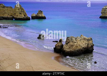 Felsenküste, Praia de Dona Ana, Lagos, Algarve, Potugal Stockfoto